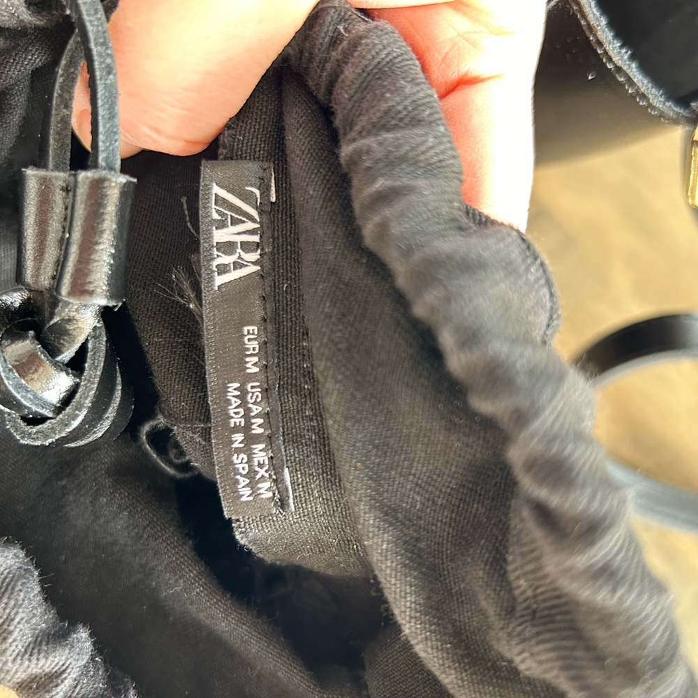 Zara Black Genuine Leather Bucket Bag - Picture 7 of 16